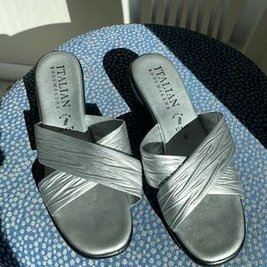 Italian Shoemaker silver slip ons
Made in Italy